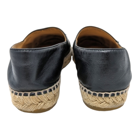 CHANEL espadrille flats loafers interlocking CC logo black leather 39 - Picture 6 of 11